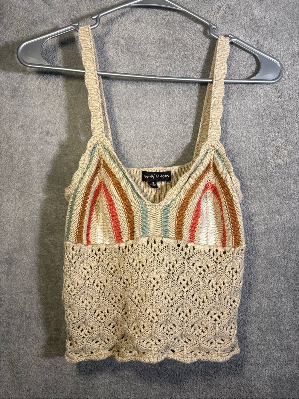 Almost Famous crochet knit tank top
